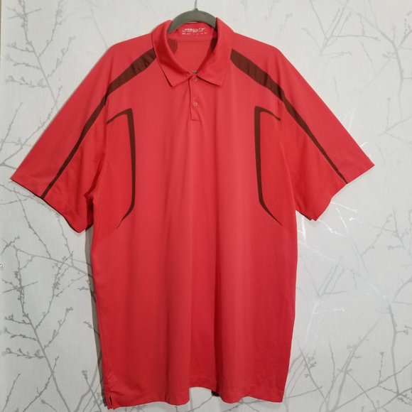 Nike Dri-Fit Red & Brown Vented Polo Shirt - Picture 2 of 4